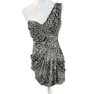 Max And Cleo One Shoulder Black And Cream‎ Dress Sz 2